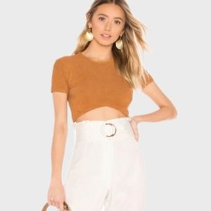 House of Harlow 1960 Cropped Ribbed Top in Burnt Orange